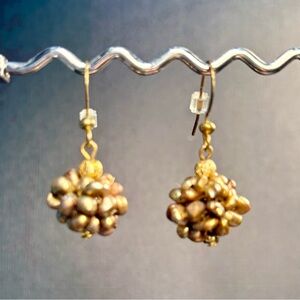 Earrings Pierced Handcrafted Unique Design Women Multiple SizeManmade Gold Pearl